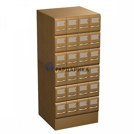 Шкаф каталожный 2-х модульный на 24 ящика (6х4) на тумбе высотой 526мм ЛДСП Шкаф каталожный 2-х модульный на 24 ящика (6х4) на тумбе высотой 526мм ЛДСП